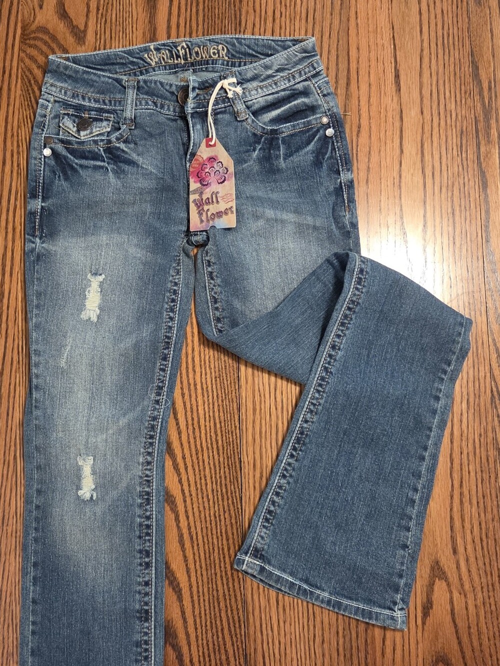 Distressed Bootcut Jeans